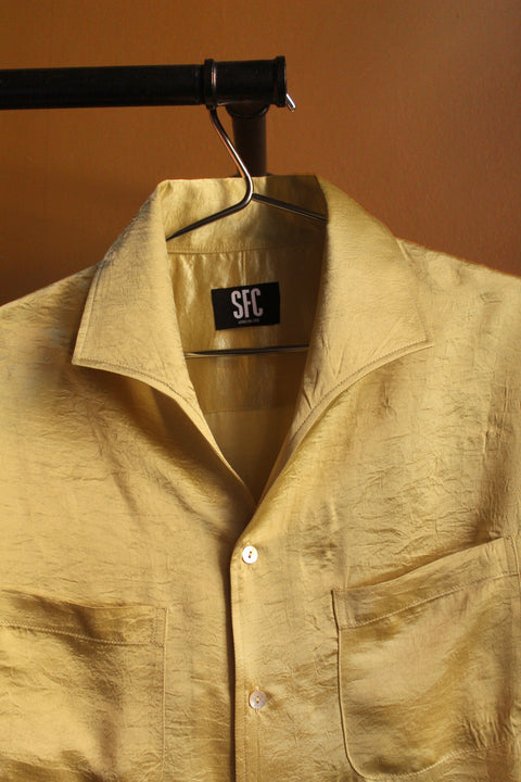 Black crushed satin wing collar 'Henry Hill' shirt