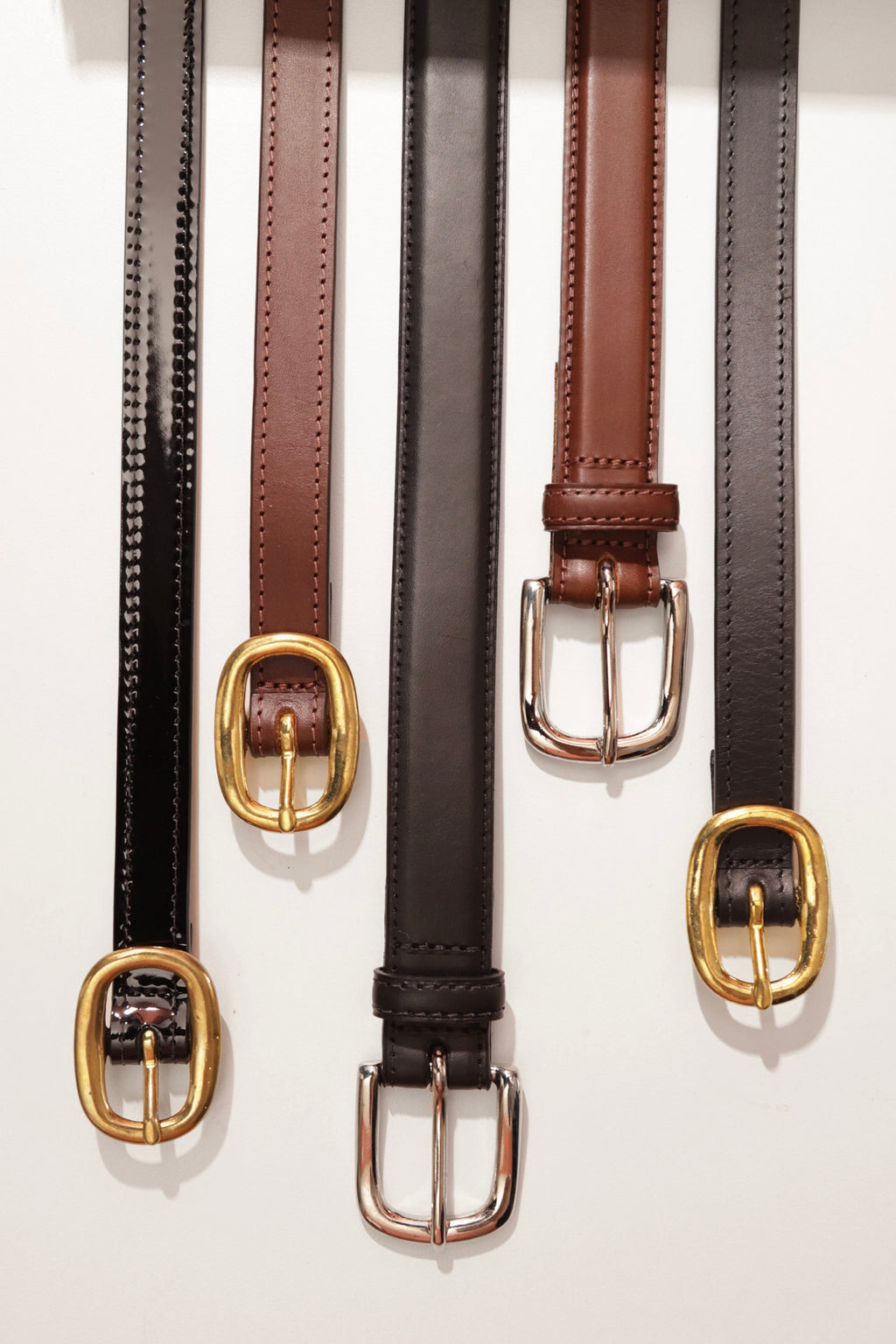 Brown Leather Belt with Gold Buckle