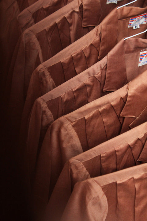 Rust SFC chain-stitched rayon bowling shirt (Vintage)