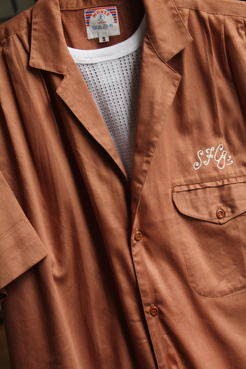 Rust SFC chain-stitched rayon bowling shirt (Vintage)
