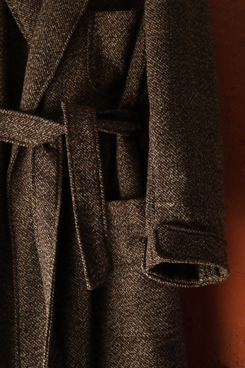 Mottled brown and black Draper overcoat