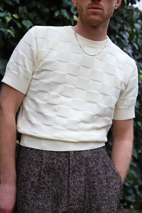 Ivory Checker Chet knit T (RE-STOCKED)