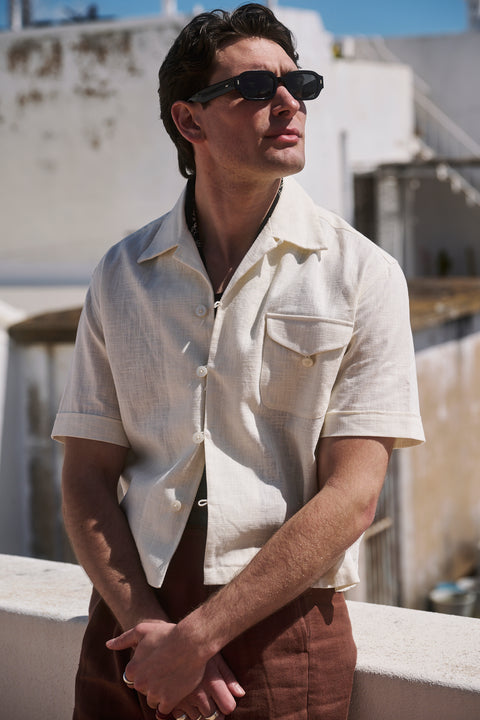 Ivory textured loop pocket shirt