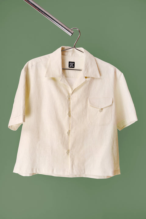 Ivory textured loop pocket shirt