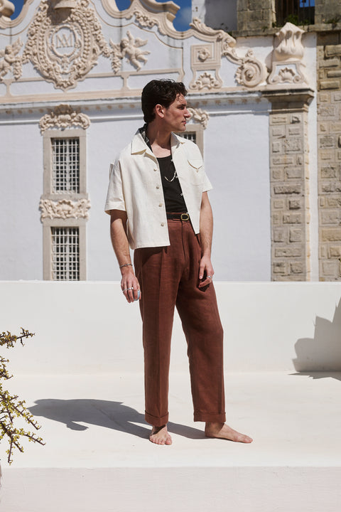 Ivory textured loop pocket shirt
