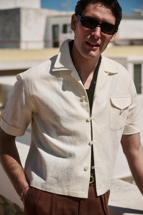 Ivory textured loop pocket shirt