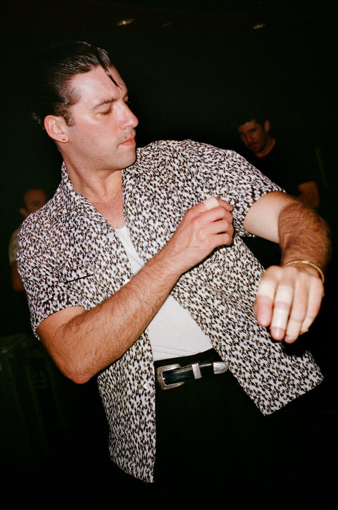 Textured woven leopard shirt