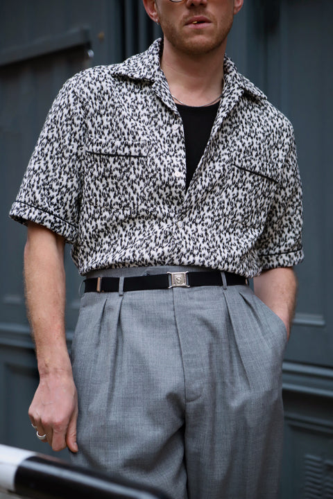 Textured woven leopard shirt