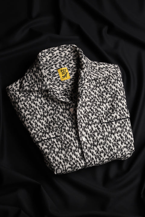 Textured woven leopard shirt