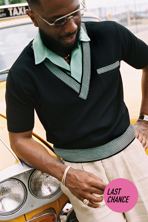 Black and jade Checker polo