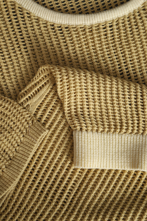 Soft yellow net knit top
