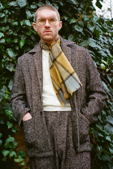 FABRIC OPTION - BLACK AND OFF WHITE SLUB SACK TWEED