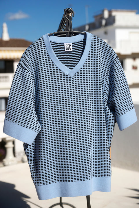 Ice blue Quadra knit top