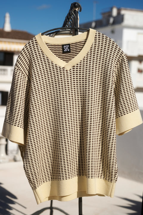 Soft yellow Quadra knit top