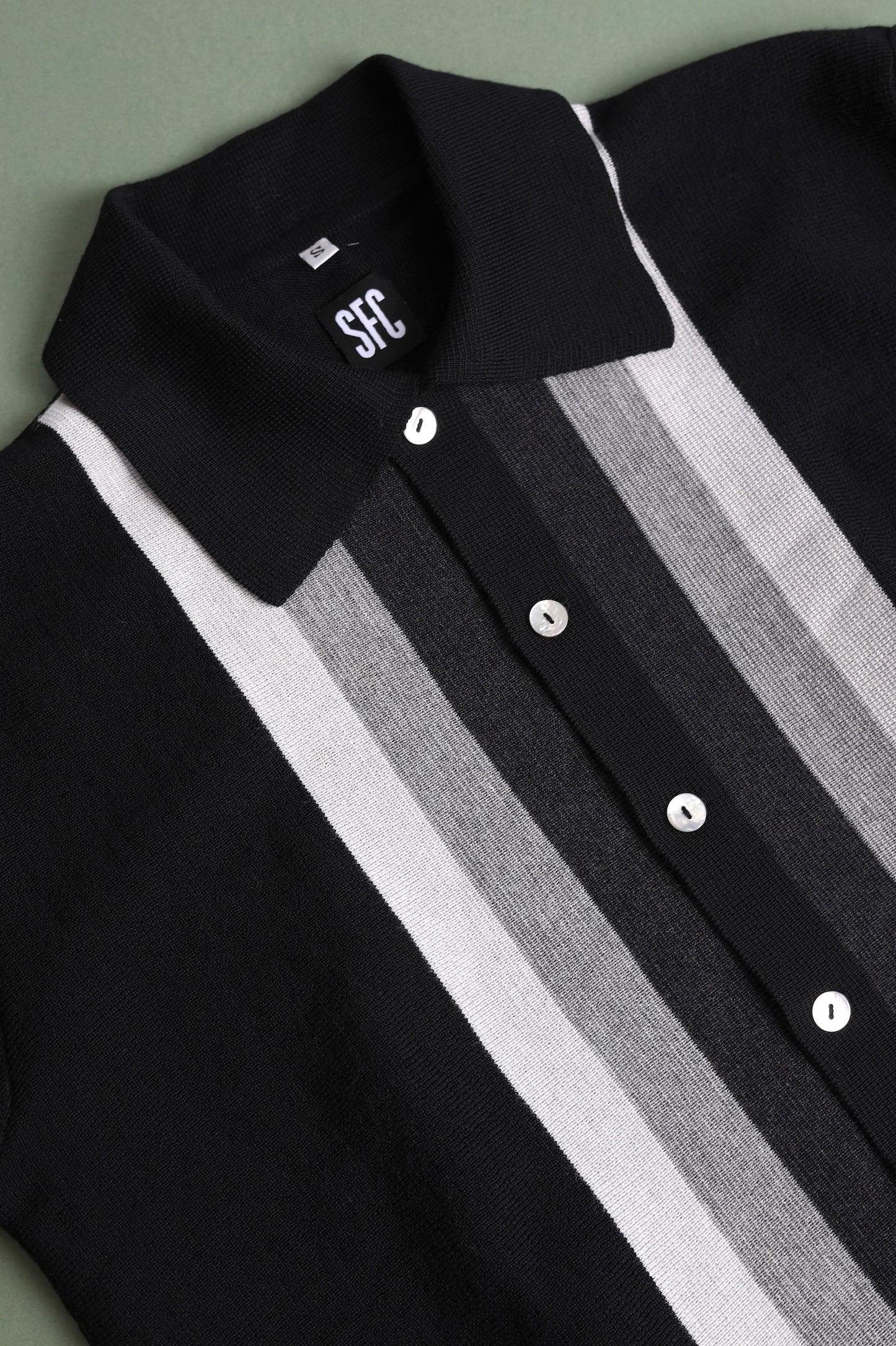 Black w/ duo tone grey L stripe knit - S