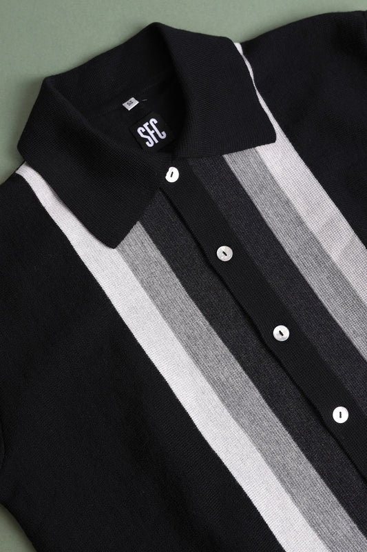 Black w/ duo tone grey L stripe knit - S