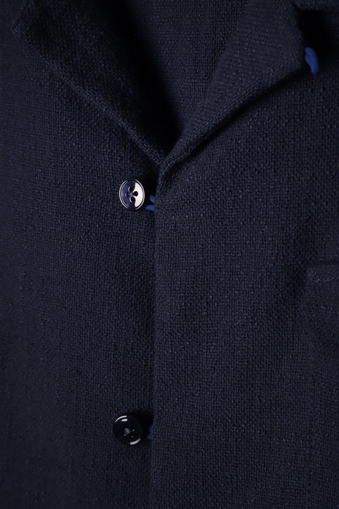 Navy blue textured loop pocket shirt