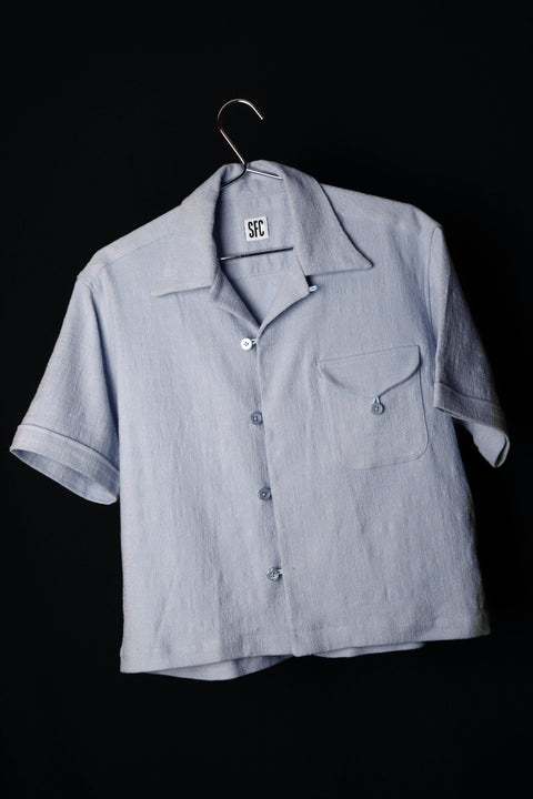 Pale blue textured loop pocket shirt