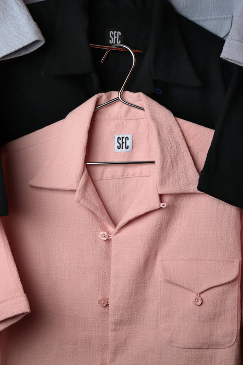 Soft pink textured loop pocket shirt