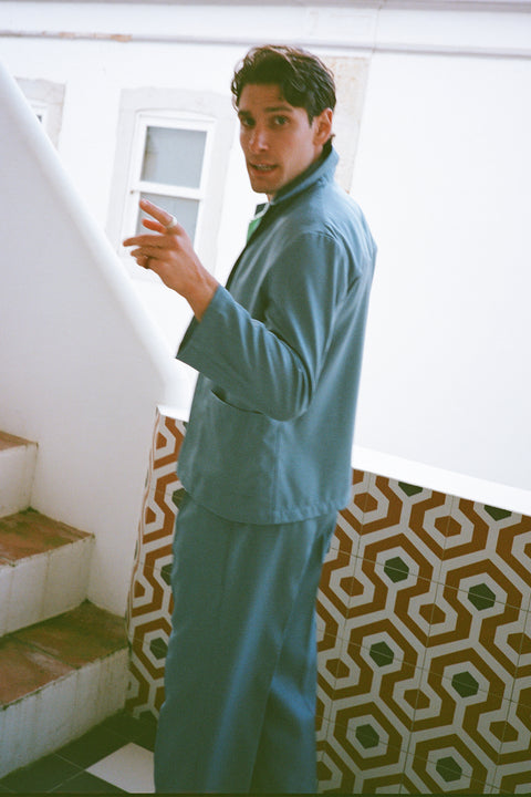 FABRIC OPTION - GUN METAL BLUE DRAPEY BAMBOO / LINEN