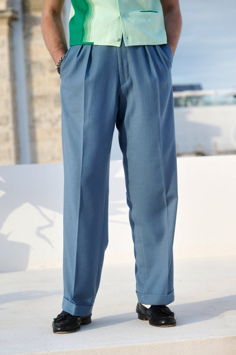 FABRIC OPTION - GUN METAL BLUE DRAPEY BAMBOO / LINEN