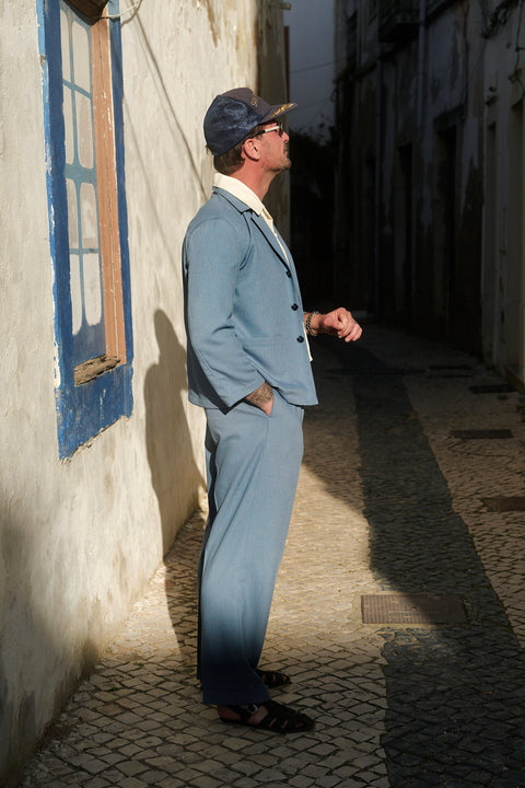 FABRIC OPTION - GUN METAL BLUE DRAPEY BAMBOO / LINEN