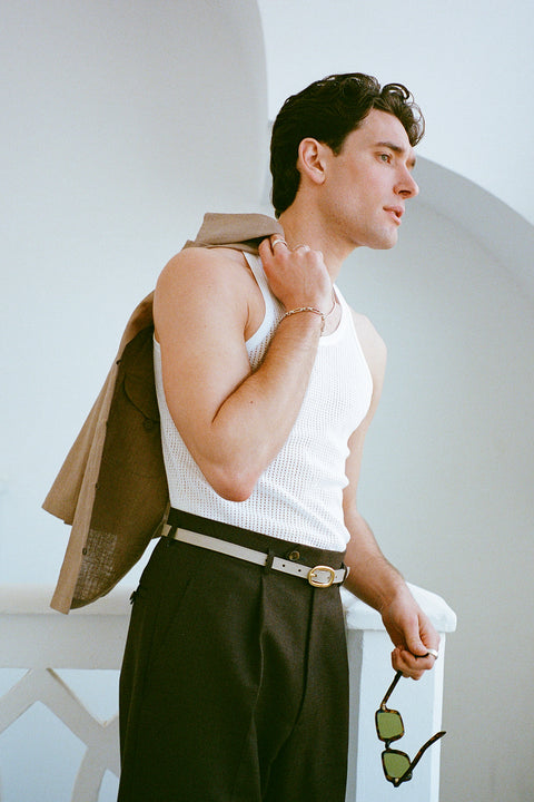 White perforated vest / undershirt / tank (2pcs)