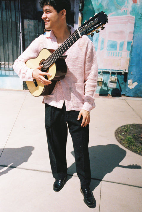 Powder pink laddered pocket shirt (LIMITED)