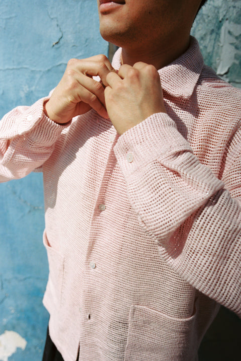 Powder pink laddered pocket shirt (LIMITED)