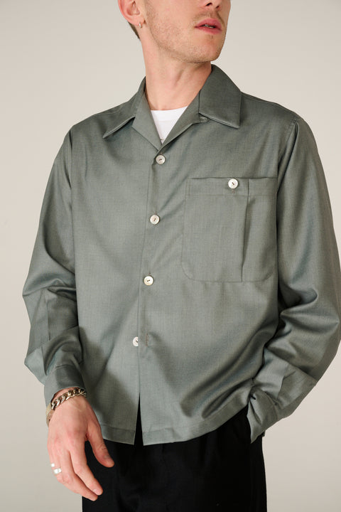 Muted sage big pocket shirt overshirt