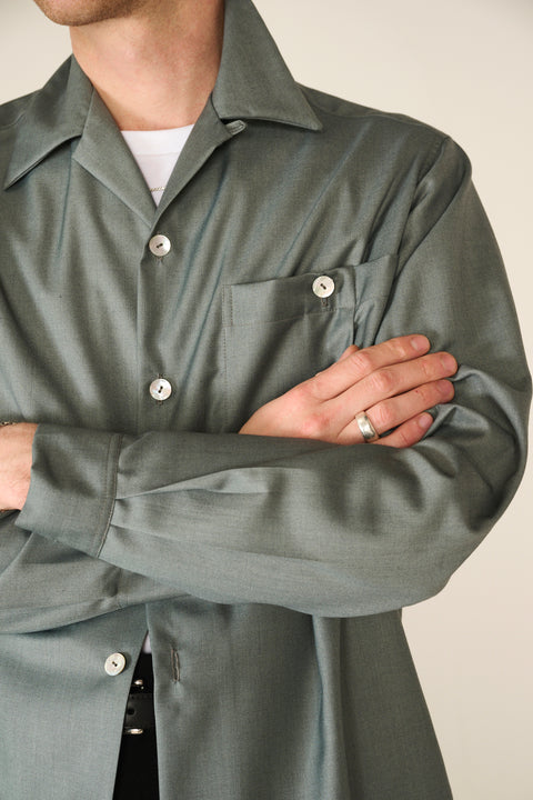Muted sage big pocket shirt overshirt