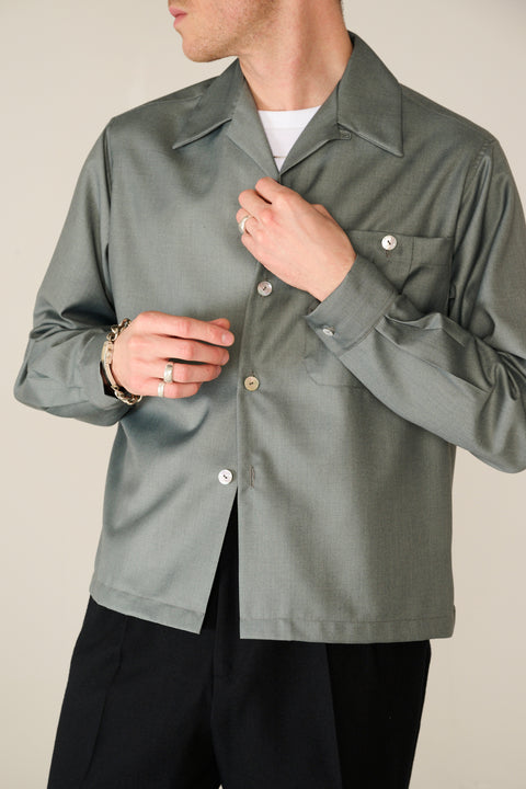 Muted sage big pocket shirt overshirt
