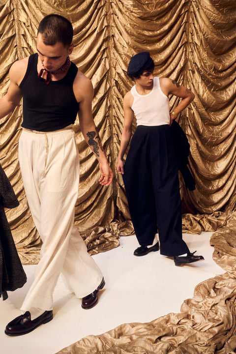 Black perforated vest / undershirt / tank (2pcs)