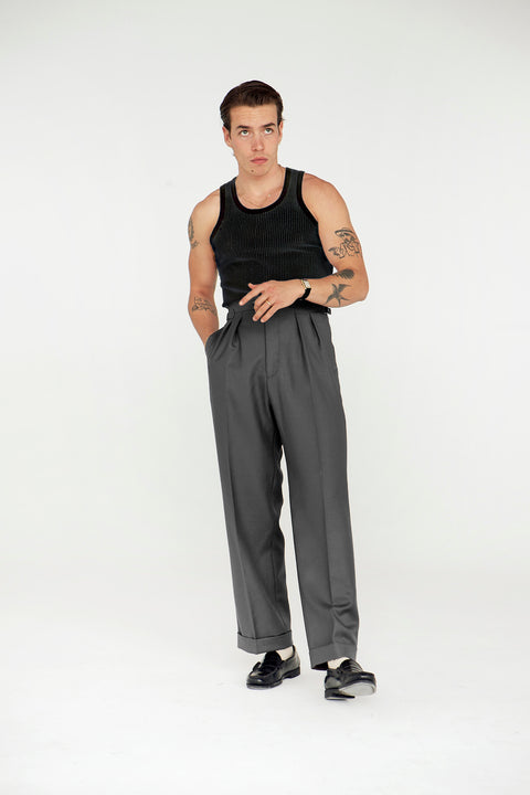 Black perforated vest / undershirt / tank (2pcs)
