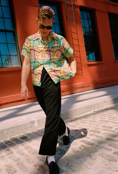 Yellow drapey Brighton hut shirt