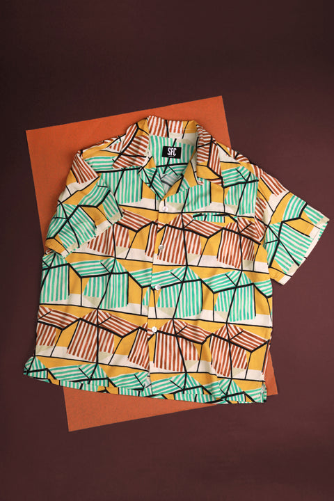 Yellow drapey Brighton hut shirt