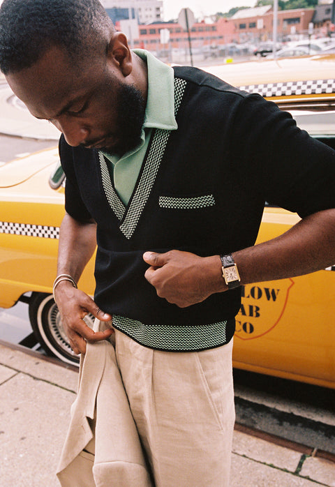 Black and jade Checker polo