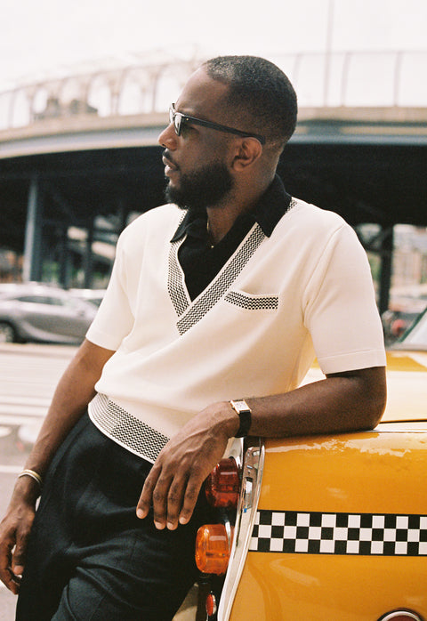 White and black Checker polo