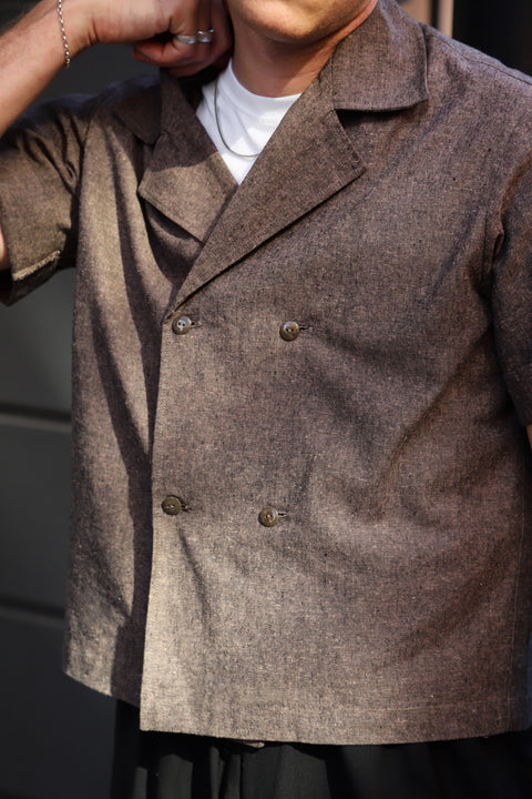 Cocao woven double breasted shirt