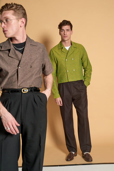 Cocao woven double breasted shirt