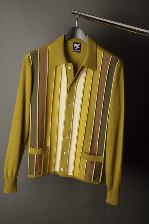 Goodfellas Idlewild green/brown toned knit shirt