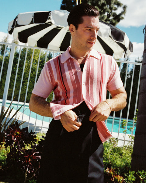 Goodfellas Salerno pink toned striped knit shirt