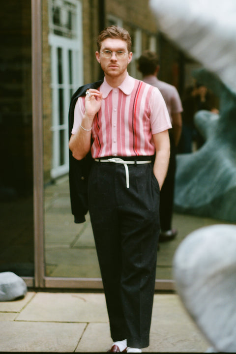 Goodfellas Salerno pink toned striped knit shirt