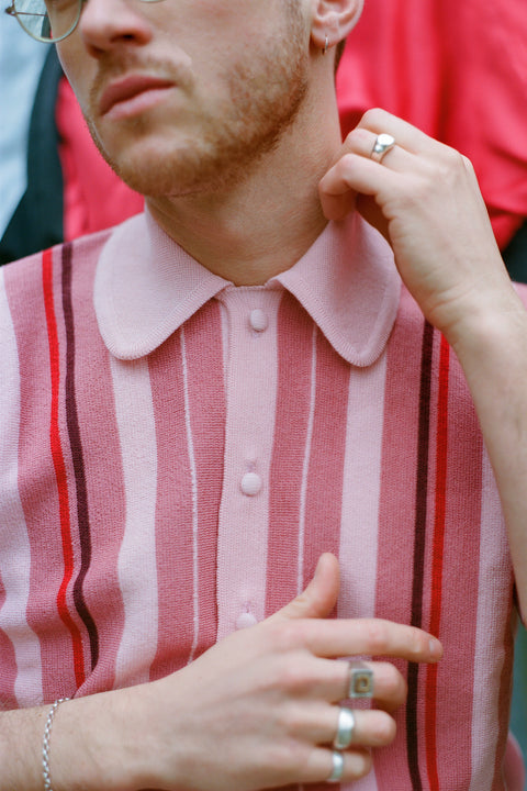 Goodfellas Salerno pink toned striped knit shirt