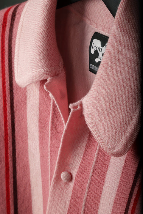 Goodfellas Salerno pink toned striped knit shirt