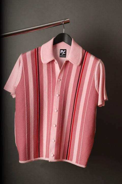 Goodfellas Salerno pink toned striped knit shirt