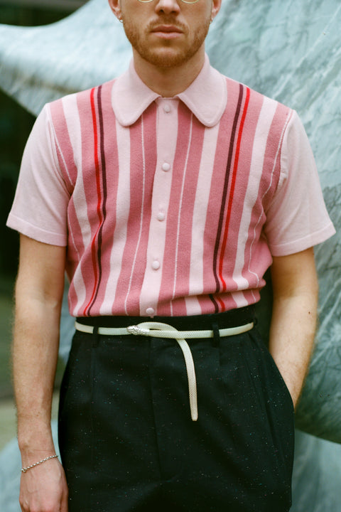 Goodfellas Salerno pink toned striped knit shirt