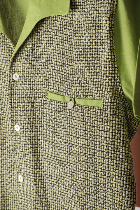 Green & black textured panel shirt