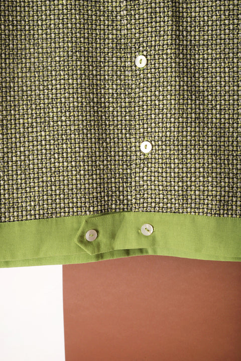 Green & black textured panel shirt