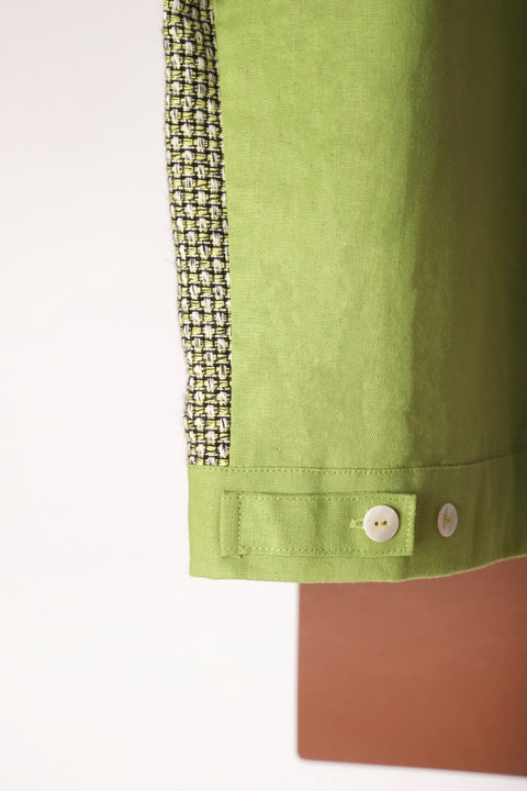 Green & black textured panel shirt